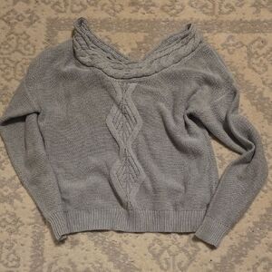 Roxy Off-the-Shoulder Gray Sweater